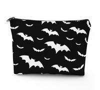 Franala Makeup Bag Leopard, Large Capacity Portable Toiletries Cosmetic Bag Pouch for Women, Travel Shopping Accessories Organizer Gifts, Black Bat, One Size
