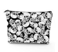 Franala Makeup Bag Leopard, Large Capacity Portable Toiletries Cosmetic Bag Pouch for Women, Travel Shopping Accessories Organizer Gifts, Skull, One Size