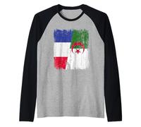 France Algeria Half Flag French Algerian Heritage Raglan Baseball Tee