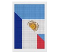France and Argentina Flag Square Diamond Art Kits for Adults 5D DIY Full Drill Painting Gems Vertical Wall Arts Crafts 8"x12"