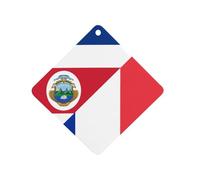 France And Costa R-ica Flag Cute Car Air Fresheners Long Lasting Scent Car Mirror Hanging Scented Cards Tablets Rhombus