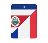 France And Costa R-ica Flag Cute Car Air Fresheners Long Lasting Scent Car Mirror Hanging Scented Cards Tablets Square