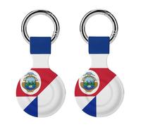 France And Costa R-ica Flag Funny GPS Cases Holder with Key Chain Ring Protective Cover Compatible with Airtag 2PCS