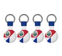 France And Costa R-ica Flag Funny GPS Cases Holder with Key Chain Ring Protective Cover Compatible with Airtag 4PCS