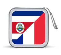 France And Costa R-ica Flag Printed CD Case Hard Plastic Protective DVD Storage Binder Bag for Home Office