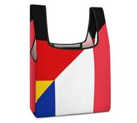 France And Germany Flag Reusable Grocery Bags Shopping Large Capacity Washable Foldable Tote Bag Fits in Pocket
