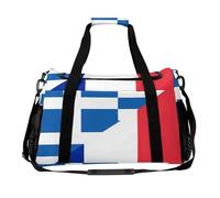 France and Greece Flag Large Capacity Travel Duffel Bag Sport Weekender Overnight Backpack Lightweight Luggage Bags