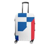 France and Greece Flag Printed Luggage Cover Washable Suitcase Protector Fits 19-32 Inch Funny Travel Accessories