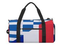 France and Greece Flag Travel Duffle Bag with Shoes Compartment