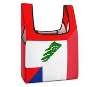 France And Lebanese Flag Reusable Grocery Bags Shopping Large Capacity Washable Foldable Tote Bag Fits in Pocket