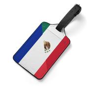 France and Mexican Flag PU Luggage Tag with Name ID Card for Suitcase Bag Labels Travel Essentials