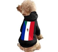 France And Mexican Flag Warm Dog Hooded Sweatshirt with Hat Soft Pet Pullover Clothes for Small Medium Large Pets