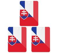 France And Slovenia Flag 3 Pcs Car Air Freshener Automotive Aromatherapy Tablets Hanging Scented Cards for Room Bathroom Square
