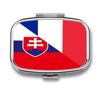 France and Slovenia Flag Small Pill Organizer with 2 Compartments