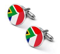 France And South Africa Flag 2 Pcs Men's Cuff Links Alloy Shirt Cufflinks Set Silver Business Wedding Gifts 1.7cm
