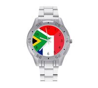 France and South Africa Flag Business Watches for Men Stainless Steel Strap Watch Casual Wrists Accessories Boyfriend Father Gift