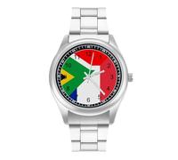 France and South Africa Flag Business Watches for Men Stainless Steel Strap Watch Wrists Boyfriend Father Gift