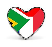 France And South Africa Flag Heart Shape Brooches Pins Lightweight Metal Lapel Pin Memorial Badges Jewelry Gift
