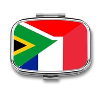 France and South Africa Flag Small Pill Organizer with 2 Compartments