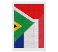 France and South Africa Flag Square Diamond Art Kits for Adults 5D DIY Full Drill Painting Gems Vertical Wall Arts Crafts 8"x12"