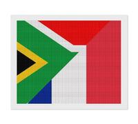 France and South Africa Flag Square Diamond Art Kits for Adults 5D DIY Full Drill Painting Gems Wall Arts and Crafts 16"x20"