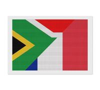 France and South Africa Flag Square Diamond Art Kits for Adults 5D DIY Full Drill Painting Gems Wall Arts and Crafts 8"x12"