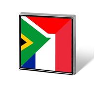 France And South Africa Flag Square Shape Brooches Pins Lightweight Metal Lapel Pin Memorial Badges Jewelry Gift