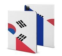 France And South Korea Flag Compatible with iPad Protective Case with Pen Holder Book Style