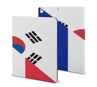 France And South Korea Flag Compatible with iPad Protective Case with Pen Holder Book Style