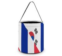 France And South Korea Flag Halloween Trick Or Treat Bag Candy Tote Portable Reusable Goody Bucket Gift Pumpkin Party Favors