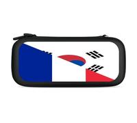 France and South Korea Flag Portable Storage Bag Compatible with Switch Carrying Case Protector Bags with 15 Games Accessories