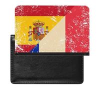 France and Spain Vintage Flag PU Leather Passport Covers RFID Blocking Wallet Holder with Card Protector Slot Travel Accessories