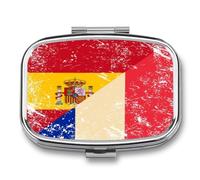 France and Spain Vintage Flag Small Pill Organizer with 2 Compartments