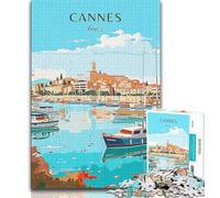 France Cannes Travel Jigsaw Puzzles for Teenagers 1000 Piece Puzzle,Challenging Game Gifts for Is Ideal As A Gift for The Whole Family 38x26cm