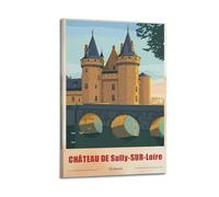 France CHÂTEAU DE Sully-SUR-Loire Vintage Travel Souvenir Poster Decorative Painting Canvas Wall Art Living Rooms Bedroom Painting 08x12inch(20x30cm)