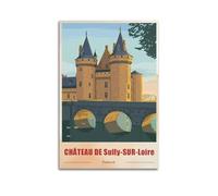 France CHÂTEAU DE Sully-SUR-Loire Vintage Travel Souvenir Poster Picture Print Canvas Wall Paint Arts Decor Modern Home Artworks Idea 20x30inch(50x75cm)