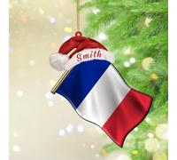France Christmas Tree Ornament World Countries Flag International Festival Christmas Ornaments Keepsake Festive Holidays Home Decor Personalized Acrylic Pendant for Friends Coworkers Employees Family