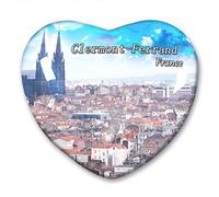 France Clermont-Ferrand Fridge Magnet Refrigerator Stickers Collection Decorative Magnet Travel Souvenir Heart-Shaped Crystal Glass