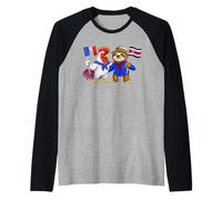 France Costa Rica Flag French Roots Costa Rican Heritage Raglan Baseball Tee