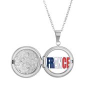 France Country Flag Name Art Deco Fashion Locket Necklace Hold Picture Jewelry Birthday Gift