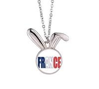 France Country Flag Name Art Deco Fashion Rabbit Necklace Pendant Bunny Animal Jewelry Gift