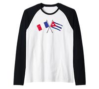France Cuba Crossed Flags French Cuban Heritage Raglan Baseball Tee