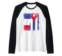France Cuba Half Flag French Cuban Heritage Raglan Baseball Tee