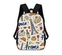 France Doodles French Classic Mens Backpack Womens 17 Inch Shoulder Bag