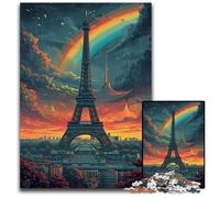 France Eiffel Tower JigsawPuzzle 1000 Pieces for Adults Wooden Jigsaw Puzzles Colorful Home Decor & Interactive Family Game, 1000 PCS(75x50cm)