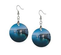 France Etretat Round Wooden Earrings Boho Drop Pendant Fashion Gifts for Women
