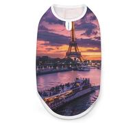 France Evening Paris Clouds Eiffel Tower Dog Shirts Patterned Pet Clothes Tank Top Sleeveless T-Shirt for Cats Puppy S