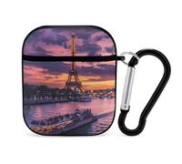 France Evening Paris Clouds Eiffel Tower Earphone Case Cover Compatible with AirPods 1&2 Shockproof Bluetooth Headset Case Black-style