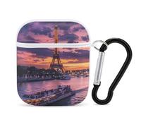 France Evening Paris Clouds Eiffel Tower Earphone Case Cover Compatible with AirPods 1&2 Shockproof Bluetooth Headset Case White-style