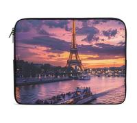 France Evening Paris Clouds Eiffel Tower Laptop Case Sleeve Bag 17inch Durable Shockproof Protective Computer Carrying Cover Briefcase